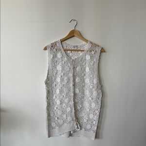 Elegant White Crochet Sleeveless Top